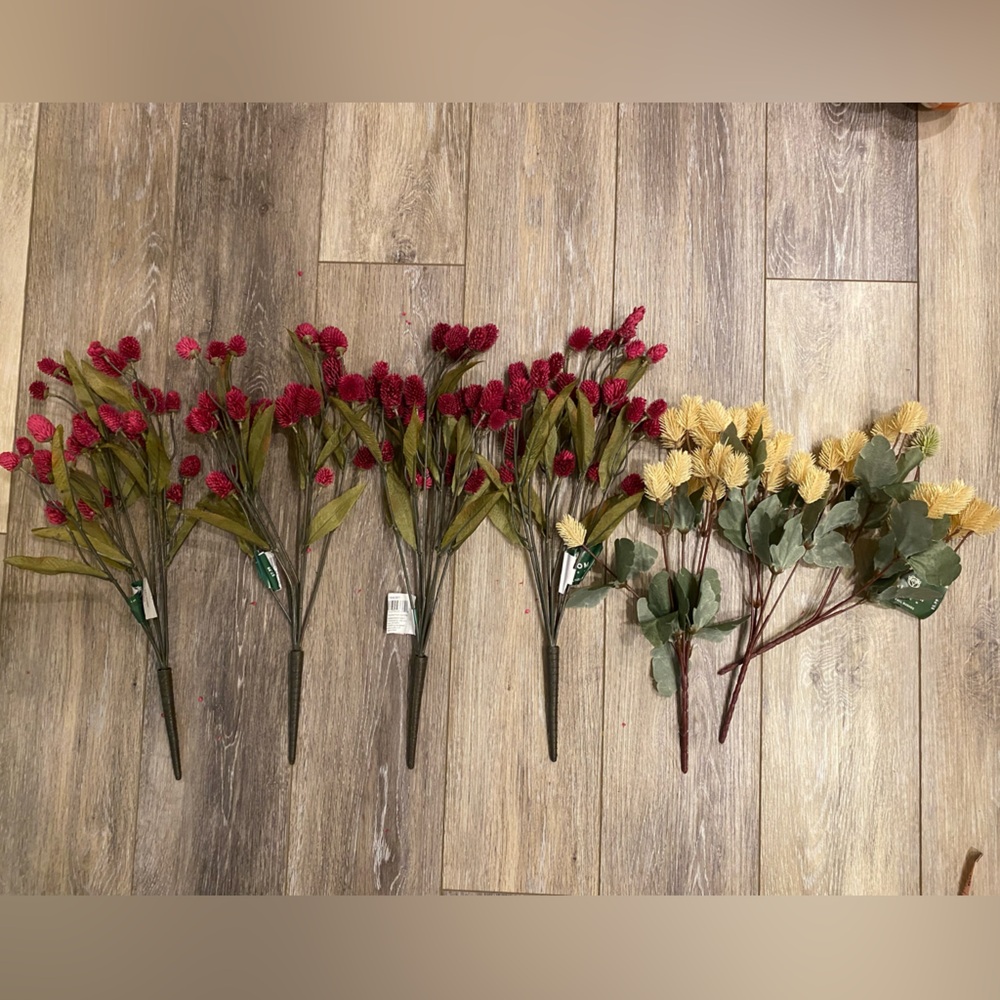 NWT Artificial Red and Yellow Floral Stems 6